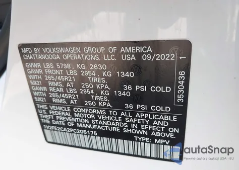 2023 Volkswagen Atlas Cross Sport 3.6L V6 Sel Premium R-Line из США, поврежденный, VIN 1V2FE2CA2PC205175